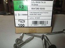 100 vis inox A 2 ; 6 x 50 /30 tx 25 