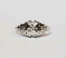 VINTAGE ART DECO 14K WHITE GOLD DIAMOND RING SIZE 6