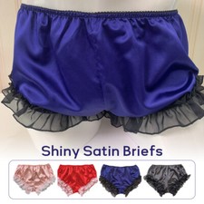Sissy Shiny Satin Briefs Ruffled Tiered Skirt Panties Underwear Shorts Women
