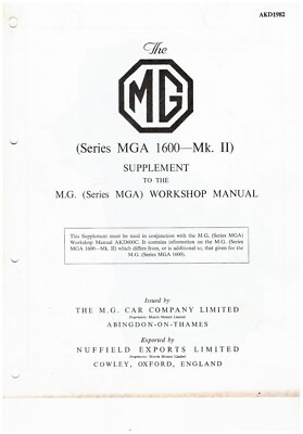 MGA 1600 MK2 - SUPPLEMENT -  WORKSHOP MANUAL