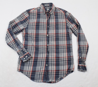 Gant Rugger Red Blue Plaid 100% Cotton Loose Fit Button-Down