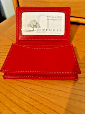 Levenger Womens Leather Bi-Fold Pocket Business Card / ID Wallet  Red  Small