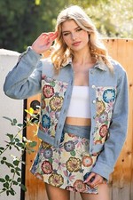 Vintage Floral Tapestry Denim Mini Wrap Skort - eesome