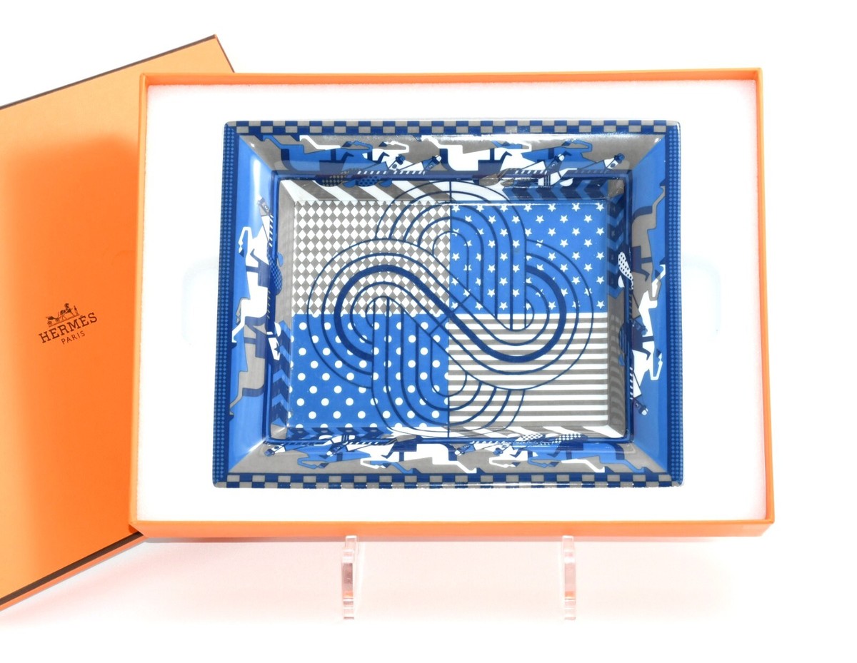 Hermes Steeple Chase Change tray blue porcelain Ashtray plate