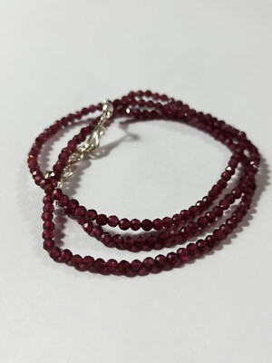 natural axinite garnet gemstone round 2mm beads 925 silver 12/40 inch necklace