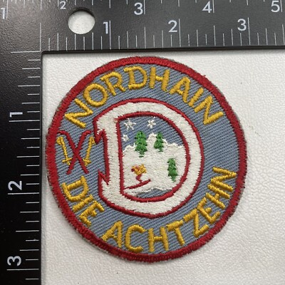 Vintage Snow Ski Logo NORDHAIN DIE ACHTZEHN Patch 29SD
