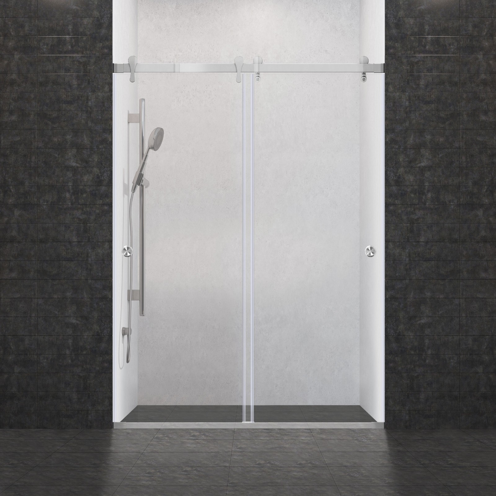 57 1/2-60"Wx76"H Sliding Frameless Shower Door ULTRA-H Brushed Nickel