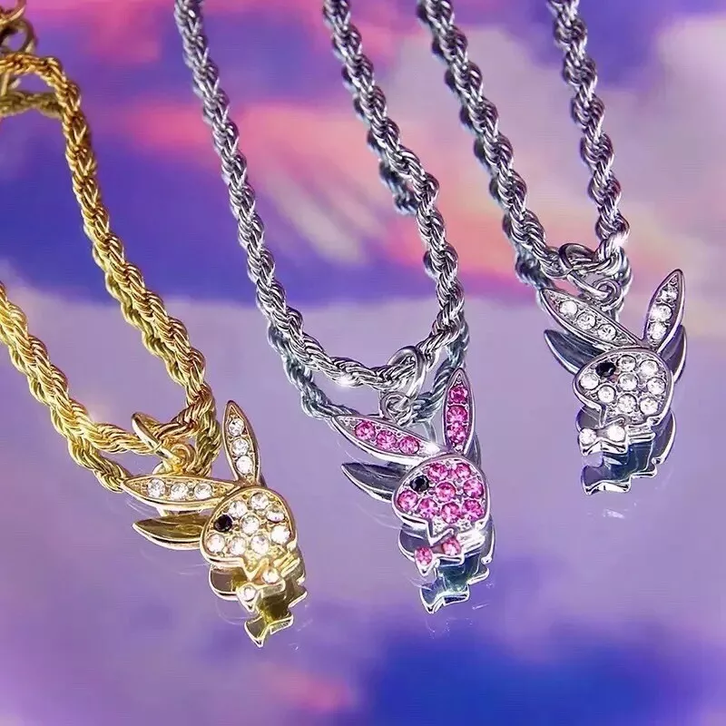 Rhinestone playboy hotsell bunny necklace