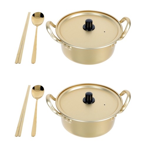 2 Sets Ramen Pot Korean Steel Small Stockpot Instant Noodles Pan eBay