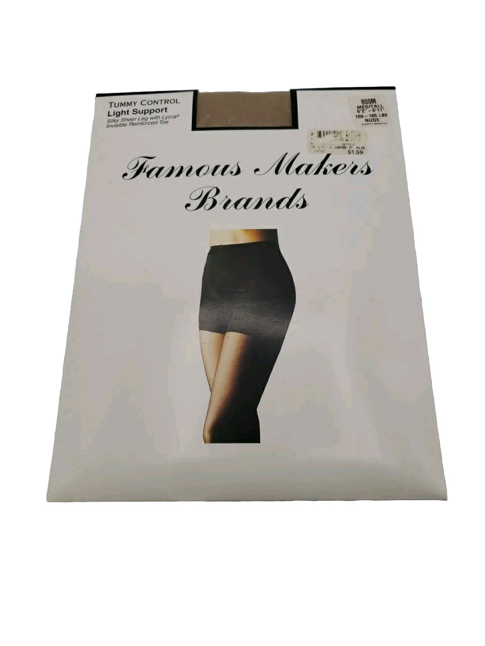 Medium Tall Famous Maker Sheer NUDE  Pantyhose High Waisted Sheer Toe 