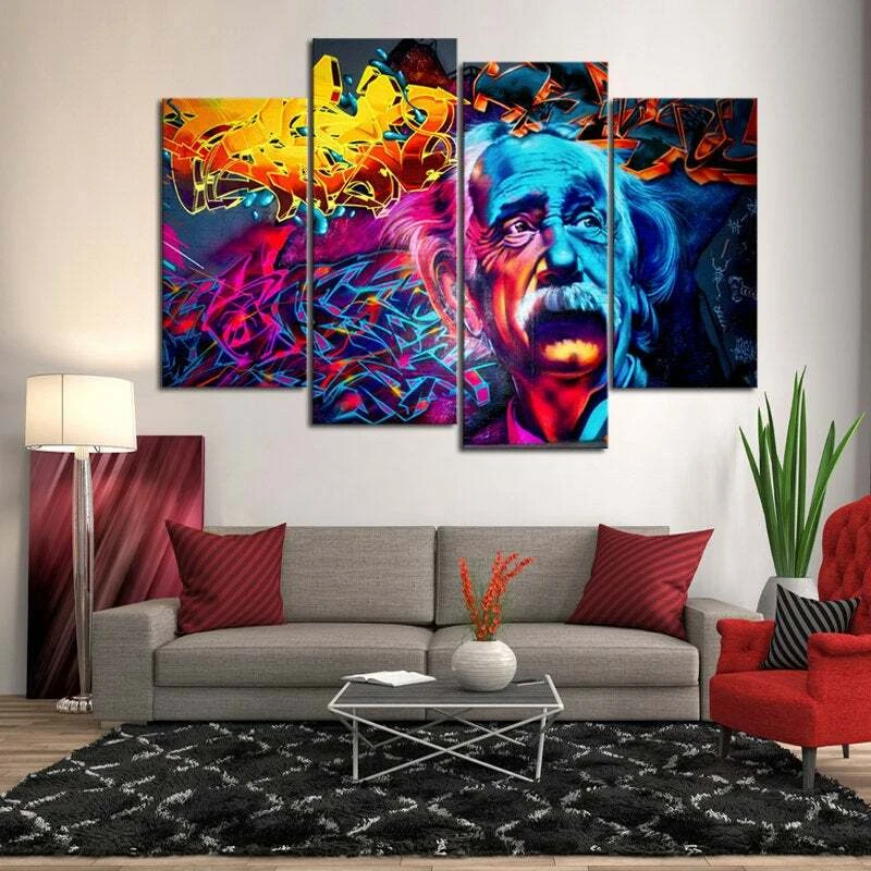 Multi Panel Print Einstein Psychedelic Canvas 5 Piece Wall Art Cannabis Pot Weed - Image 2 of 4