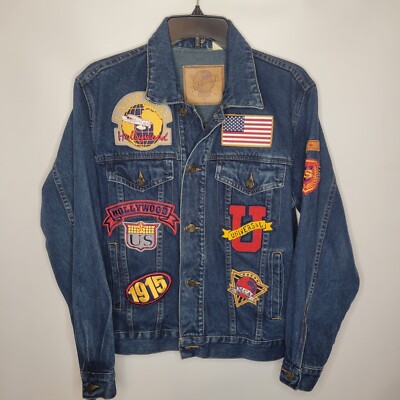 Denim Trucker Jacket Universal Studios Hollywood with Assorted Patches Size  S