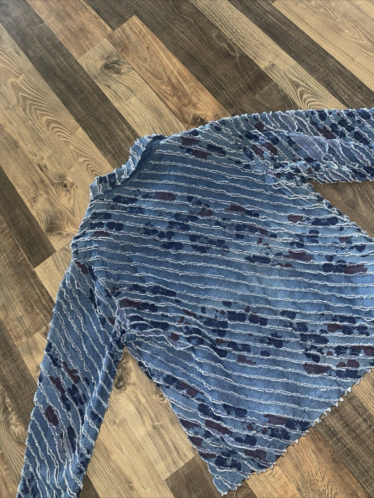 K*e*r*e*n hart Patchwork Blue Shacket Women's Siz… - image 7