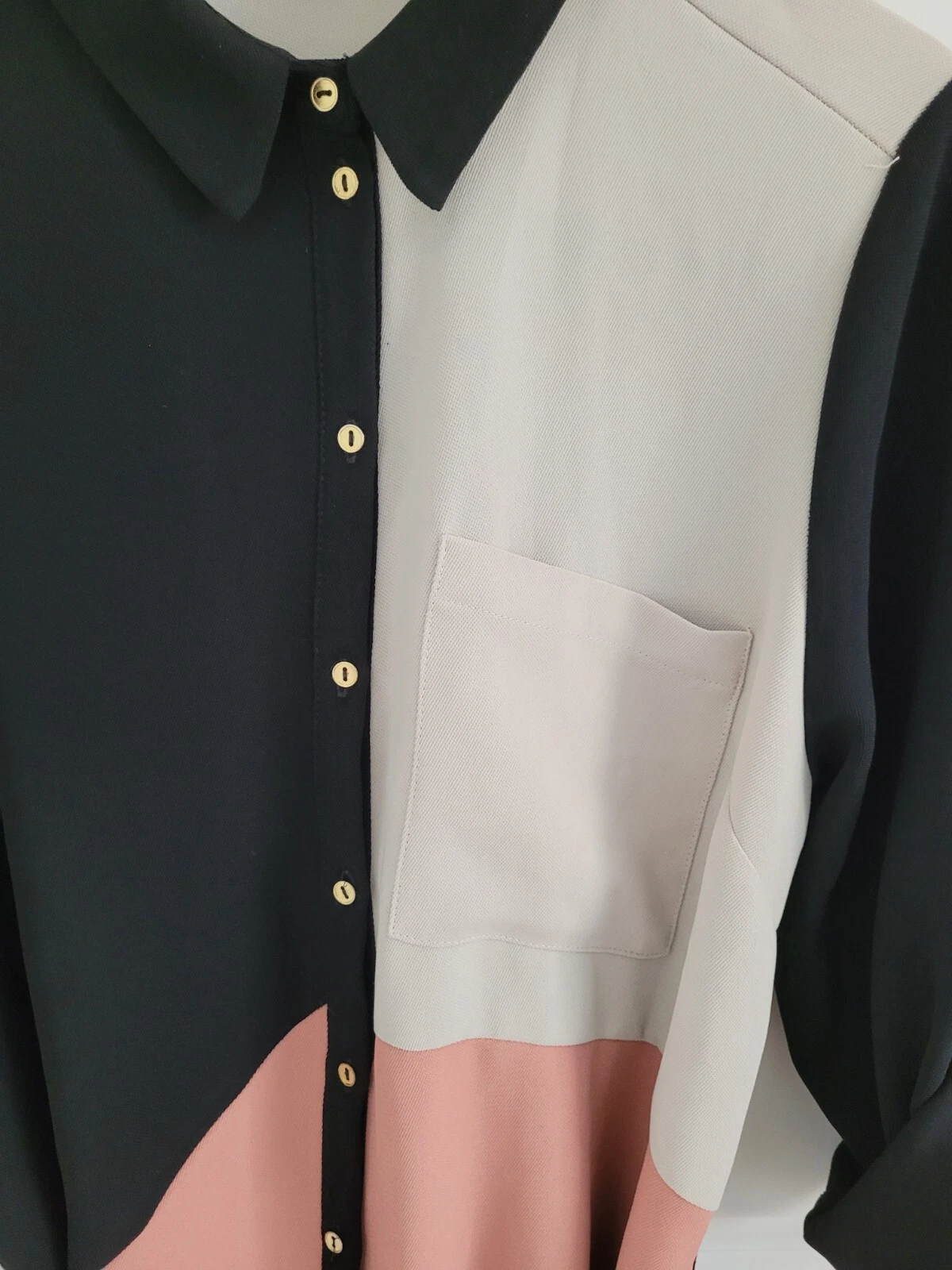 OFF WHITE Abito Camicia Nuova River Island Nero Rosa Polveroso Off White Blocco Colore Cravatta Cintura