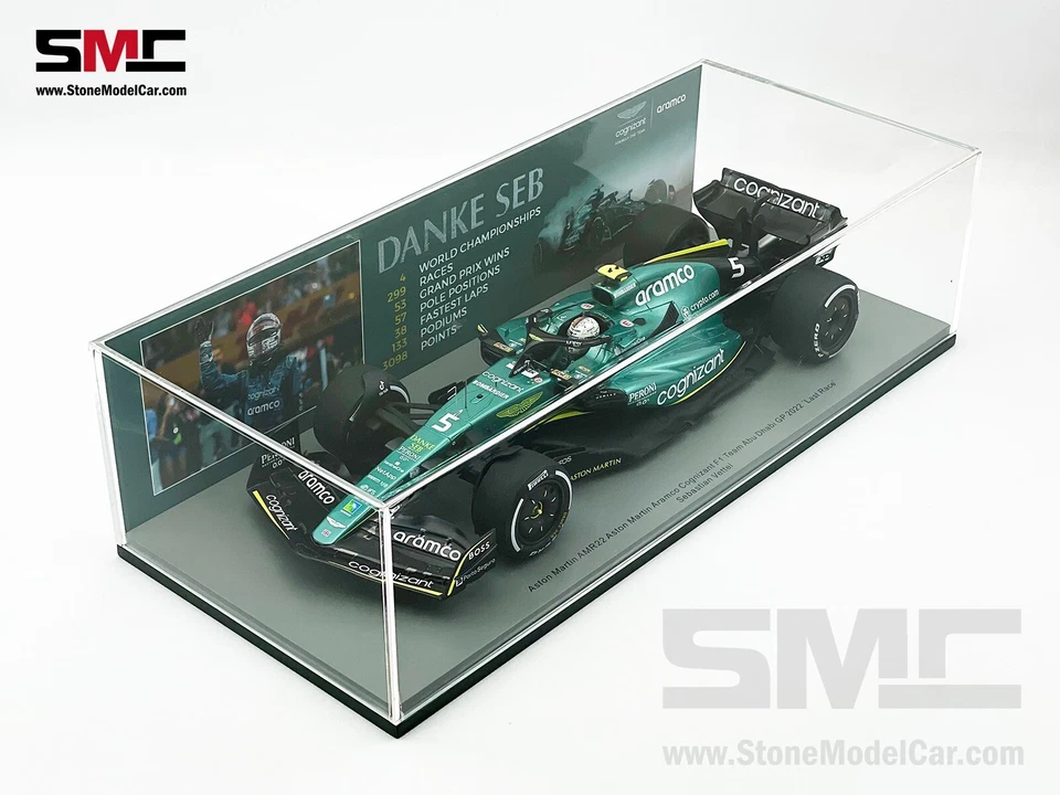 Aston Martin F1 AMR22 #5 Sebastian Vettel Abu Dhabi GP 2022 Last Race 1:18 Spark - Image 2 of 4