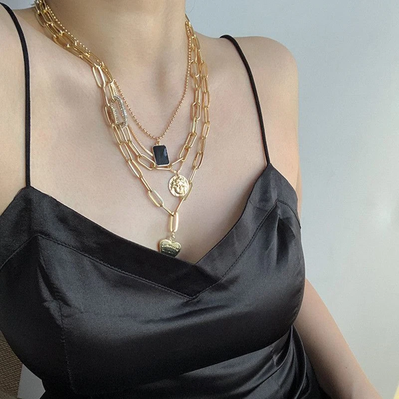 Layered paper clip necklace deals