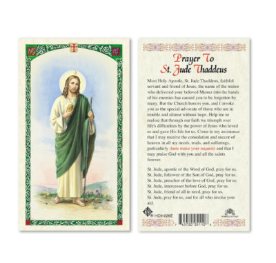 Prayer to Saint Jude Thaddeus - Paperstock Holy Card HC9-026ENL