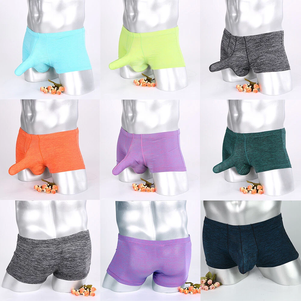 Boxer da uomo erotico con elefanti trunks trunks retrò, pantaloni corti da uomo, sexy, biancheria intima elasticizzata, Colore: rosso, XL