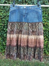 Women s Upcycled Denim Skirt Handmade Western Cowgirl Skirt Size 18W Stretch