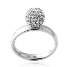 Stainless Steel Crystal Fireball Ring S7