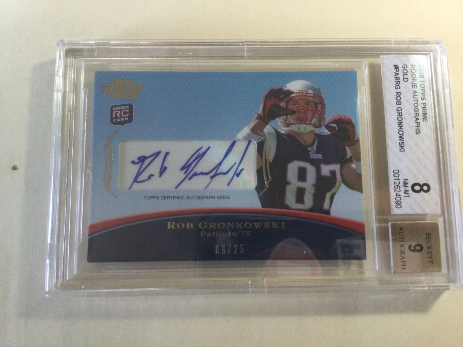 Rob Gronkowski Topps Prime Rookie Autographs #PARRG Gold