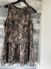 Women’s MANGO Drop Waist Floral Sleeveless Dress-Green-Size 6