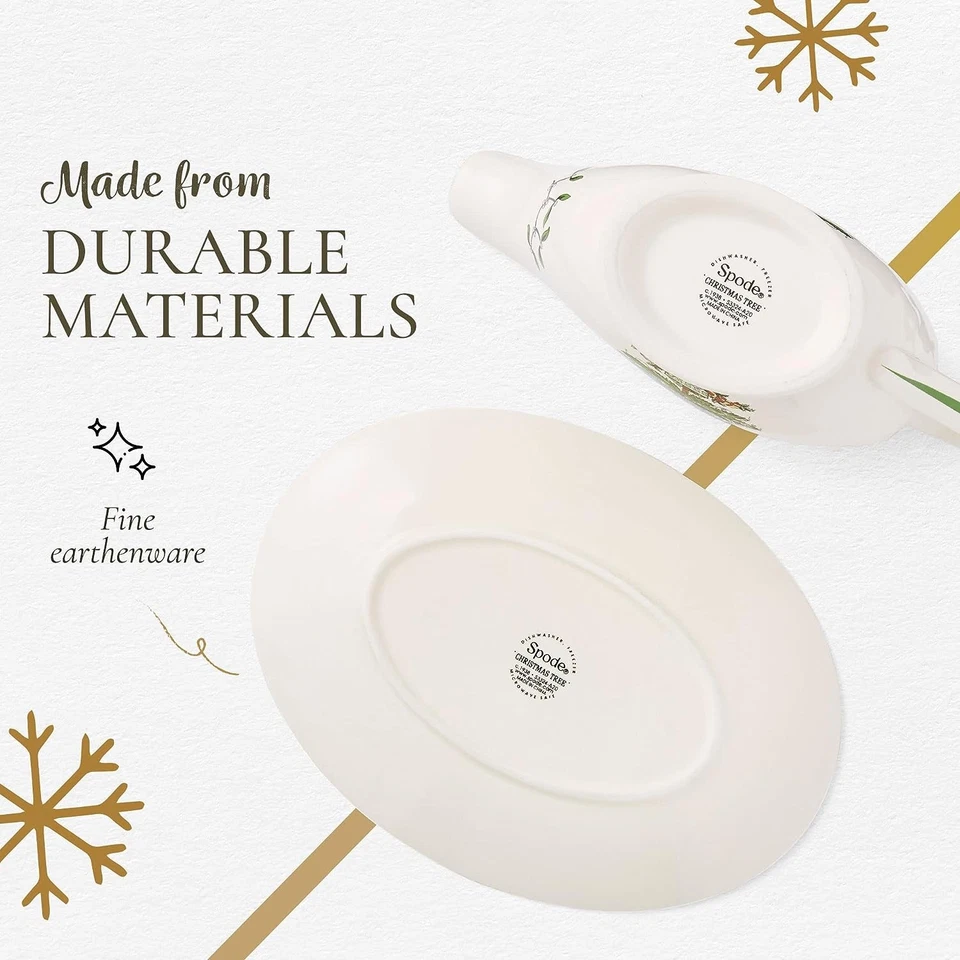 Spode Christmas Tree 9 Ounces Stoneware Gravy Boat & Stand - Image 4 of 4