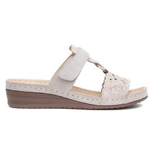 Lilley Womens Sandals Grey Adults Ladies Mule Easy Fasten Flower Print SIZE