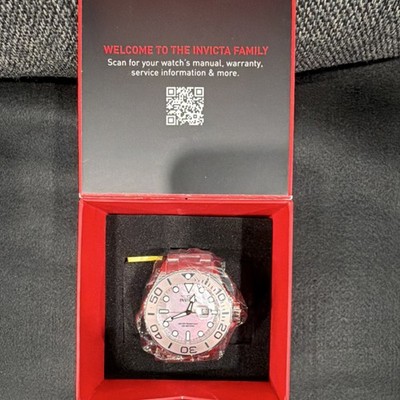 Invicta Men's Diver Wristwatch Pink Dial Water-Resistant Stainless Steel Bracel 
