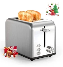 YSSOA 2 Slice Stainless Steel Toaster, 6 Shade Settings and Bagel/Defrost/Can...