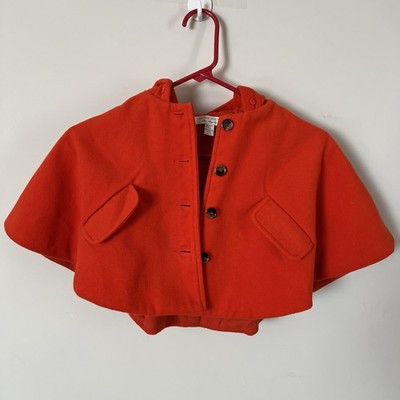 Richie House Girls Red Cape Coat Hooded Poncho Jacket Bow Holiday Dressy