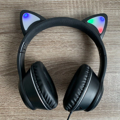 LED-Katzenohr-Kopfhörer, Gaming-Headset, abnehmbares Mikrofon, DRAGON SLAY