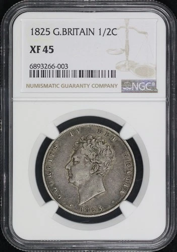 1825 Great Britain Silver Half Crown KM#695 NGC XF-45