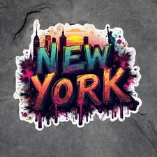 New York Sticker Vinyl Decal City Skyline Statue Of Liberty Graffiti Art