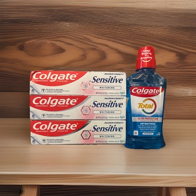 Colgate Sensitive Whitening Toothpaste Enamel Repair & Cavity 6 Oz W/ Mouthwash