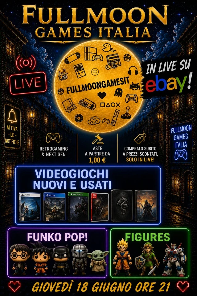 Fullmoon Games Italia in Live! Videogiochi e figures in asta e in sconto!