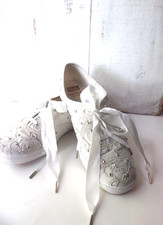 Keds Kate Spade Wedding Sneakers Lace Rhinestones Ribbons Sz 8 Prom Bridal Wear