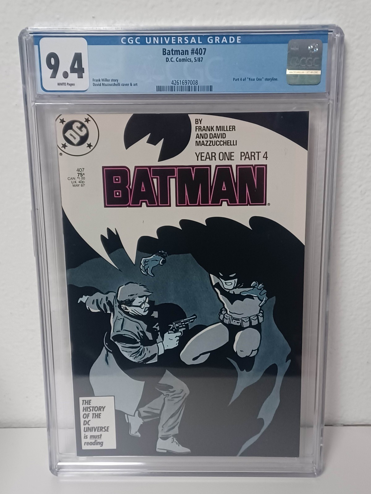 BATMAN #407 (DC, 1987) CGC Graded 9.4 ~ FRANK MILLER ~ YEAR ONE ~ White Pages