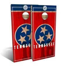 Tennessee Flag Cornhole Boards Skip's Garage Poplar Wood Portable Lawn Game