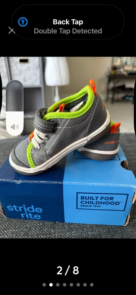 Stride Rite Dakota Little Boy 鞋码 4.5 M,浅灰色、橙色和石灰装饰 — 第 4/4 张图片