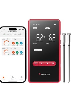 Funk Fleischthermometer mit Dual WLAN & Bluetooth | Digitales Fleischthermometer