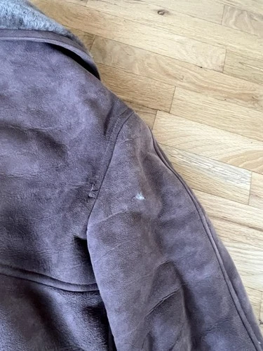 Vintage Norm Thompson Sheepskin Shearling Leather Coat 36 Large Brown Jacket image 12