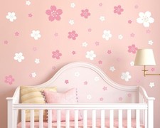 FLFK 55 Pcs Cherry Blossoms Wall Decals Peel and Stick Flower Wall Stickers f...