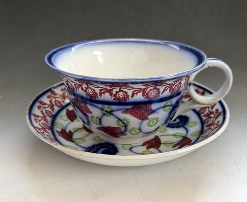 Antique Stick Spatter Large Mush Cup Bowl Bulls-Eye Spatterware Porridge