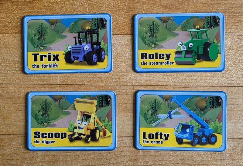 Bob the Builder 4 Collectors' Cards Set: Trix Scoop Roley Lofty