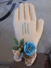 VINTAGE Pin Cushion LADY'S HAND SHAPE Felt Fabric & DECORATED Free Ship