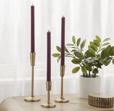 Threshold 10" Purple Ribbed Unscented 4 Pack Taper Candle Set Burn Time 6 hrs ea