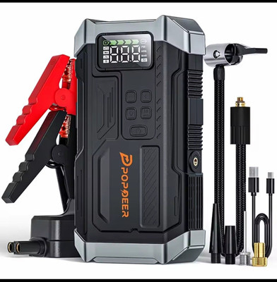 POPDEER PD-JA3 5000A 4-in-1 Starthilfe, 150PSI Luftkompressor, 12V US8-Powerbank