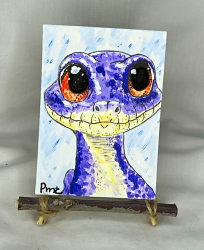 ACEO “Baby Gecko” Signed Original Acrylic Painting Lizard OOAK