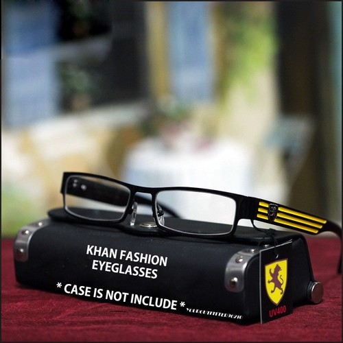 New Mens Womens Trendy Designer Fashion Khan Eyeglasses Clear Lens Black Frame - Picture 3 of 5